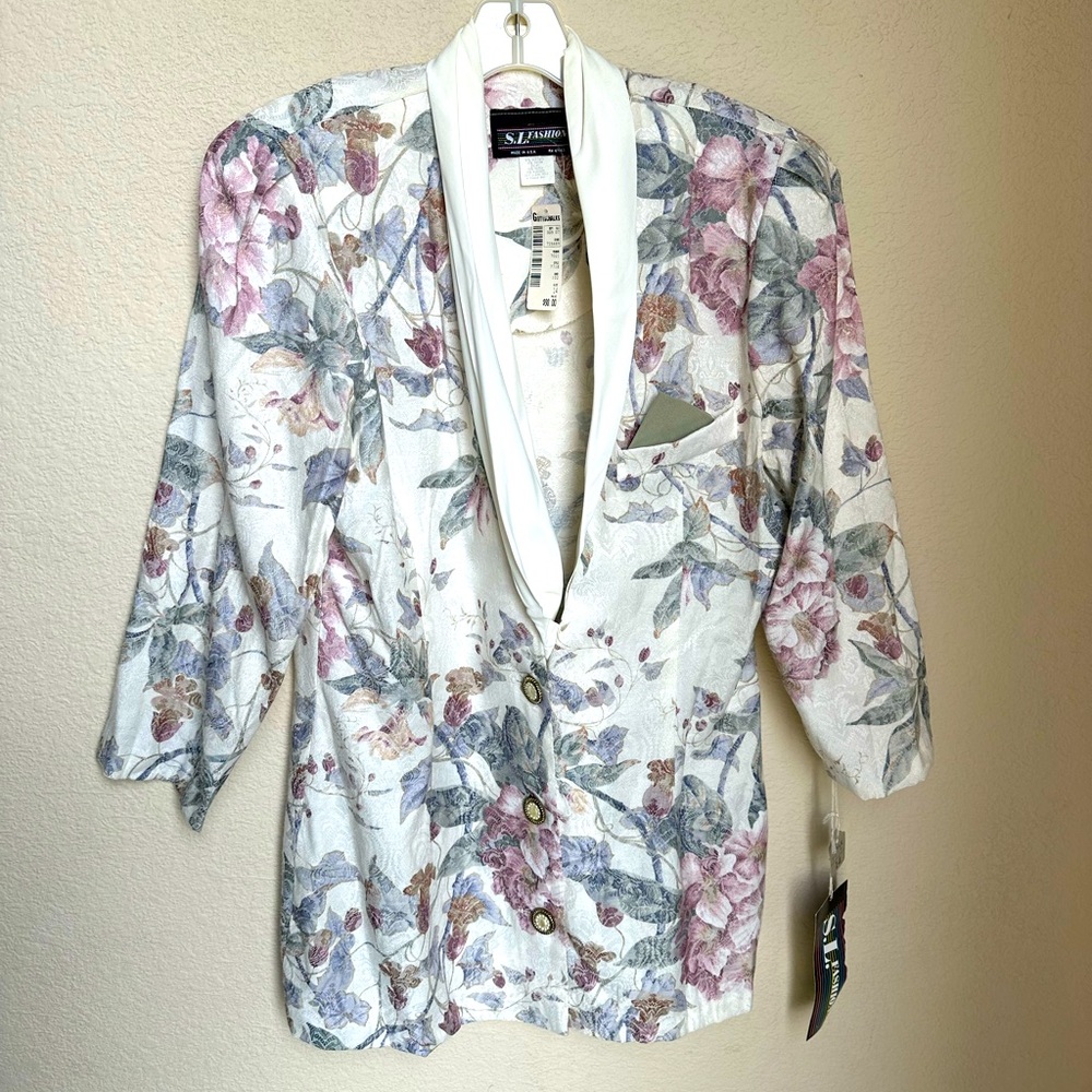 Vintage S.L. Fashions Floral Blazer - New with Tags Size 14